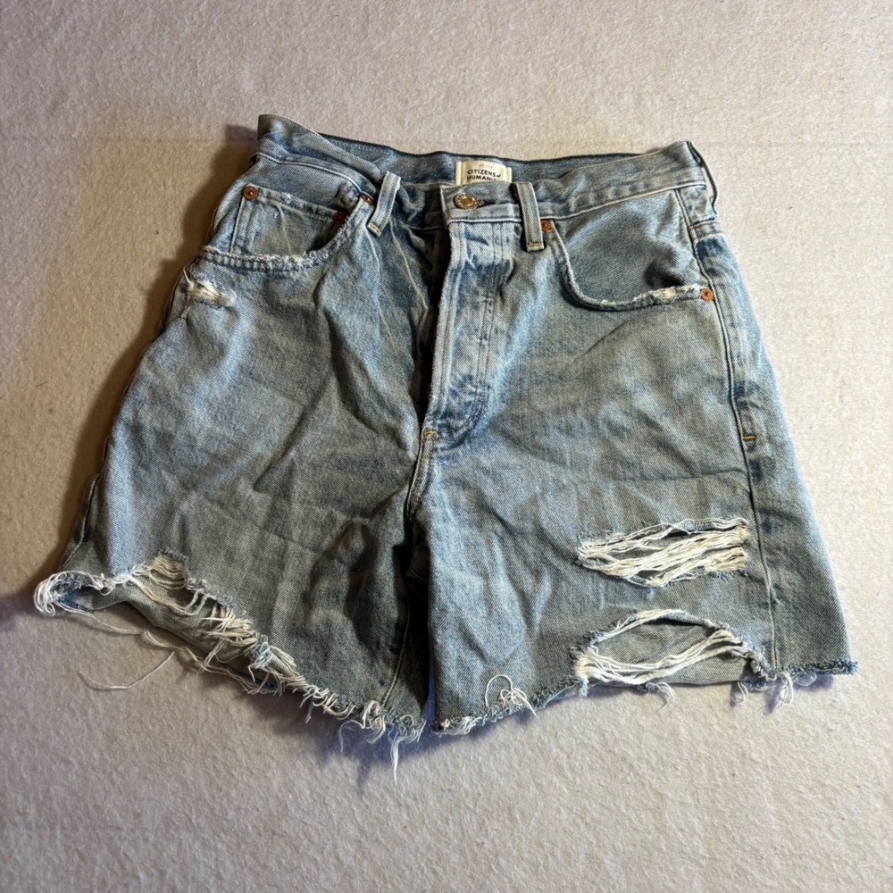 Citizens of Humanity Elle Short in Keeper Denim Women's Size 24 Distressed